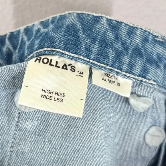 ROLLA’S Sailor Patch Pocket Wide Leg Jean in Lily Blue Light Wash Size 28 - Picture 9 of 10